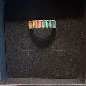 Multicolor Baguette Tourmaline Band Ring - 14k Gold